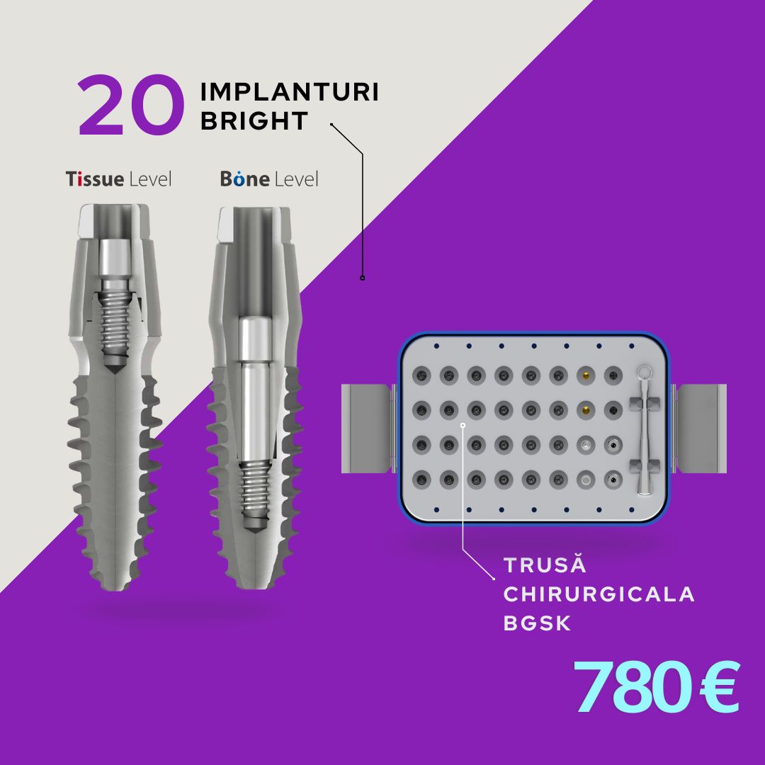 Pachet Implanturi Dentium Bright 20 plus trusa