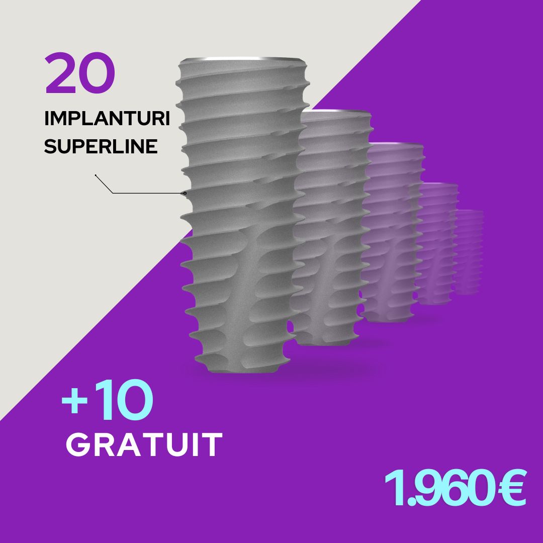 Pachet implanturi Dentium SuperLine 20 plus 10 gratis