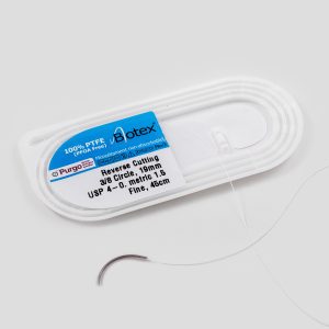 Fir sutura neresorbabil PTFE Biotex® 45 cm - USP 5-0 - Ac UltraFine 13 mm, curbura 3/8