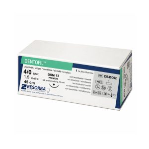 Cutie Cu 12 Fire De Sutură Neresorbabile Albe DENTOFIL™ 40, 45 Cm, Ac DSM13, DB45002CUT
