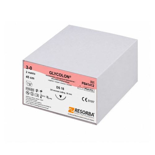 Cutie Cu 24 Fire De Sutură Resorbabile Nevopsite GLYCOLON® 30, 45 Cm, Ac DS18, PB41412CUT