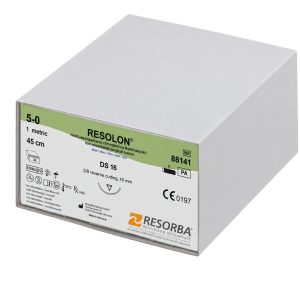 Cutie Cu 36 Fire De Sutură Neresorbabile Albastre RESOLON® 50, 45 Cm, Ac DS16, 88141CUT