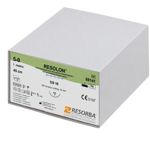 Cutie Cu 36 Fire De Sutură Neresorbabile Albastre RESOLON® 50, 45 Cm, Ac DS16, 88141CUT