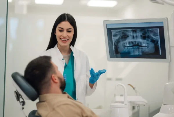Medic Stomatolog Arata Pacientului O Radiografie Dentara